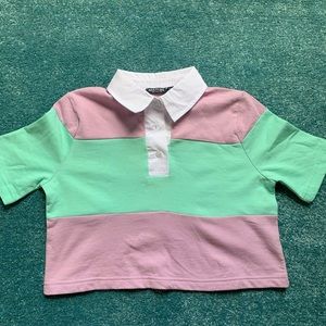 Nasty Gal striped crop shirt